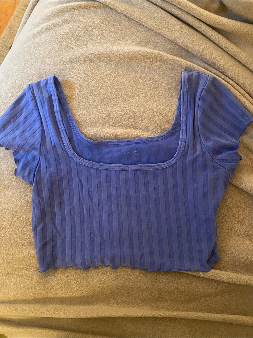 Offline Square-Neck Ribbed Crop Top - Blue